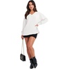 image:imageANRABESS Oversized Long Sleeve Shirts for Women Off the Shoulder Sweatshirt Loose V Neck Tunic Tops High Low Sweater 2026White