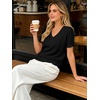 image:imageANRABESS Short Sleeve Sweaters for Women Wool Blend V Neck Sweater Shirts Business Casual Work Tops 2026 Summer OutfitsBlack