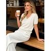 image:imageANRABESS Short Sleeve Sweaters for Women Wool Blend V Neck Sweater Shirts Business Casual Work Tops 2026 Summer OutfitsCream White