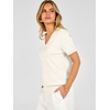 image:imageANRABESS Short Sleeve Sweaters for Women Wool Blend V Neck Sweater Shirts Business Casual Work Tops 2026 Summer OutfitsCream White