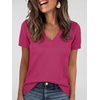 image:imageANRABESS Short Sleeve Sweaters for Women Wool Blend V Neck Sweater Shirts Business Casual Work Tops 2026 Summer OutfitsHot Pink