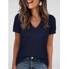 image:imageANRABESS Short Sleeve Sweaters for Women Wool Blend V Neck Sweater Shirts Business Casual Work Tops 2026 Summer OutfitsNavy Blue