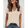 image:imageANRABESS Short Sleeve Sweaters for Women Wool Blend V Neck Sweater Shirts Business Casual Work Tops 2026 Summer OutfitsParchment