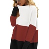 image:imageANRABESS Women Oversized Casual Loose Turtleneck Long Sleeve Slouchy Baggy Knit Tunic Sweaters Pullover 2026 Fall OutfitsWhite Red