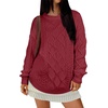 image:imageANRABESS Women Oversized Chunky Cable Knitted Vintage Sweater 2026 Fall Winter OutfitsDeep Red