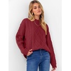 image:imageANRABESS Women Oversized Chunky Cable Knitted Vintage Sweater 2026 Fall Winter OutfitsDeep Red