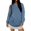 image:imageANRABESS Women Oversized Chunky Cable Knitted Vintage Sweater 2026 Fall Winter OutfitsGrey Blue