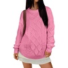 image:imageANRABESS Women Oversized Chunky Cable Knitted Vintage Sweater 2026 Fall Winter OutfitsPink