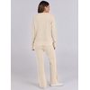 image:imageANRABESS Women Two Piece Outfits Sweater Sets Lounge Waffle Knit Pullover Matching Wide Leg Pants Tracksuit 2026 Fall FashionApricot