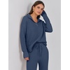 image:imageANRABESS Women Two Piece Outfits Sweater Sets Lounge Waffle Knit Pullover Matching Wide Leg Pants Tracksuit 2026 Fall FashionDeep Blue