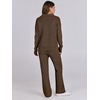 image:imageANRABESS Women Two Piece Outfits Sweater Sets Lounge Waffle Knit Pullover Matching Wide Leg Pants Tracksuit 2026 Fall FashionDeep Brown