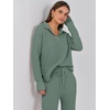 image:imageANRABESS Women Two Piece Outfits Sweater Sets Lounge Waffle Knit Pullover Matching Wide Leg Pants Tracksuit 2026 Fall FashionGreen