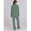 image:imageANRABESS Women Two Piece Outfits Sweater Sets Lounge Waffle Knit Pullover Matching Wide Leg Pants Tracksuit 2026 Fall FashionGreen