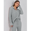 image:imageANRABESS Women Two Piece Outfits Sweater Sets Lounge Waffle Knit Pullover Matching Wide Leg Pants Tracksuit 2026 Fall FashionGrey