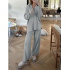 image:imageANRABESS Women Two Piece Outfits Sweater Sets Lounge Waffle Knit Pullover Matching Wide Leg Pants Tracksuit 2026 Fall FashionGrey