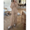 image:imageANRABESS Women Two Piece Outfits Sweater Sets Lounge Waffle Knit Pullover Matching Wide Leg Pants Tracksuit 2026 Fall FashionKhaki