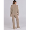 image:imageANRABESS Women Two Piece Outfits Sweater Sets Lounge Waffle Knit Pullover Matching Wide Leg Pants Tracksuit 2026 Fall FashionKhaki