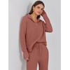 image:imageANRABESS Women Two Piece Outfits Sweater Sets Lounge Waffle Knit Pullover Matching Wide Leg Pants Tracksuit 2026 Fall FashionRust