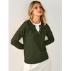image:imageANRABESS Womens Long Sleeve Lightweight Pullover SweatersArmy GreenS  2 in 1 Fake Layer Crew Neck Soft Skin Friendly Button Sweater Tops Business Casual Office Daily Knit Outfit for Fall Winter