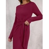 image:imageANRABESS Womens Long Sleeve Maxi Dress Tie Waist Slim with Side Slit Elegant for Work Casual Versatile Fall Winter DressBurgundy