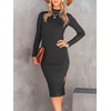 image:imageANRABESS Womens Long Sleeve Mock Neck Slim Fit Ribbed Bodycon Knit Slit Cocktail Sweater Midi Dress 2026 Trendy Fall OutfitsBlack