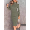 image:imageANRABESS Womens Long Sleeve Mock Neck Slim Fit Ribbed Bodycon Knit Slit Cocktail Sweater Midi Dress 2026 Trendy Fall OutfitsGreen