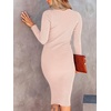 image:imageANRABESS Womens Long Sleeve Mock Neck Slim Fit Ribbed Bodycon Knit Slit Cocktail Sweater Midi Dress 2026 Trendy Fall OutfitsPink