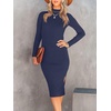 image:imageANRABESS Womens Long Sleeve Mock Neck Slim Fit Ribbed Bodycon Knit Slit Cocktail Sweater Midi Dress 2026 Trendy Fall OutfitsRoyal Blue