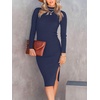 image:imageANRABESS Womens Long Sleeve Mock Neck Slim Fit Ribbed Bodycon Knit Slit Cocktail Sweater Midi Dress 2026 Trendy Fall OutfitsRoyal Blue