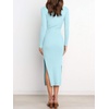 image:imageANRABESS Womens Long Sleeve Sweater Dress Crew Neck Slim Fit Slit Tie Waist 2026 Ribbed Knit Bodycon Midi Dress Fall OutfitsBlue