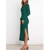 image:imageANRABESS Womens Long Sleeve Sweater Dress Crew Neck Slim Fit Slit Tie Waist 2026 Ribbed Knit Bodycon Midi Dress Fall OutfitsDark Green
