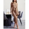 image:imageANRABESS Womens Long Sleeve Sweater Dress Crew Neck Slim Fit Slit Tie Waist 2026 Ribbed Knit Bodycon Midi Dress Fall OutfitsKhaki