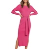 image:imageANRABESS Womens Long Sleeve Sweater Dress Crew Neck Slim Fit Slit Tie Waist 2026 Ribbed Knit Bodycon Midi Dress Fall OutfitsRose