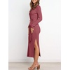 image:imageANRABESS Womens Long Sleeve Sweater Dress Crew Neck Slim Fit Slit Tie Waist 2026 Ribbed Knit Bodycon Midi Dress Fall OutfitsWatermelon Red