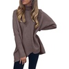image:imageANRABESS Womens Oversized Turtleneck Batwing Long Sleeve Casual Cozy Baggy Knit Pullover Tunic Sweater 2026 Fall OutfitsBrown