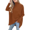 image:imageANRABESS Womens Oversized Turtleneck Batwing Long Sleeve Casual Cozy Baggy Knit Pullover Tunic Sweater 2026 Fall OutfitsCaramel