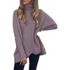 image:imageANRABESS Womens Oversized Turtleneck Batwing Long Sleeve Casual Cozy Baggy Knit Pullover Tunic Sweater 2026 Fall OutfitsDark Purple