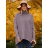image:imageANRABESS Womens Oversized Turtleneck Batwing Long Sleeve Casual Cozy Baggy Knit Pullover Tunic Sweater 2026 Fall OutfitsDark Purple
