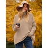 image:imageANRABESS Womens Oversized Turtleneck Batwing Long Sleeve Casual Cozy Baggy Knit Pullover Tunic Sweater 2026 Fall OutfitsDeep Apricot