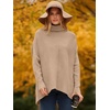 image:imageANRABESS Womens Oversized Turtleneck Batwing Long Sleeve Casual Cozy Baggy Knit Pullover Tunic Sweater 2026 Fall OutfitsDeep Apricot