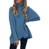 image:imageANRABESS Womens Oversized Turtleneck Batwing Long Sleeve Casual Cozy Baggy Knit Pullover Tunic Sweater 2026 Fall OutfitsDenim Blue