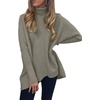 image:imageANRABESS Womens Oversized Turtleneck Batwing Long Sleeve Casual Cozy Baggy Knit Pullover Tunic Sweater 2026 Fall OutfitsGray Coffee