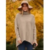 image:imageANRABESS Womens Oversized Turtleneck Batwing Long Sleeve Casual Cozy Baggy Knit Pullover Tunic Sweater 2026 Fall OutfitsKhaki