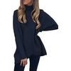 image:imageANRABESS Womens Oversized Turtleneck Batwing Long Sleeve Casual Cozy Baggy Knit Pullover Tunic Sweater 2026 Fall OutfitsNavy Blue