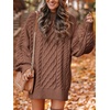 image:imageANRABESS Womens Sweater Dress Oversized Cable Knit Chunky Long Sleeve Short Dresses 2026 Fall Outfits Vacation Winter ClothesBrown