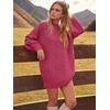 image:imageANRABESS Womens Sweater Dress Oversized Cable Knit Chunky Long Sleeve Short Dresses 2026 Fall Outfits Vacation Winter ClothesCherry