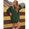 image:imageANRABESS Womens Sweater Dress Oversized Cable Knit Chunky Long Sleeve Short Dresses 2026 Fall Outfits Vacation Winter ClothesDeep Green