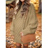 image:imageANRABESS Womens Sweater Dress Oversized Cable Knit Chunky Long Sleeve Short Dresses 2026 Fall Outfits Vacation Winter ClothesKhaki