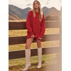 image:imageANRABESS Womens Sweater Dress Oversized Cable Knit Chunky Long Sleeve Short Dresses 2026 Fall Outfits Vacation Winter ClothesRed