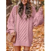 image:imageANRABESS Womens Sweater Dress Oversized Cable Knit Chunky Long Sleeve Short Dresses 2026 Fall Outfits Vacation Winter ClothesRed Pink